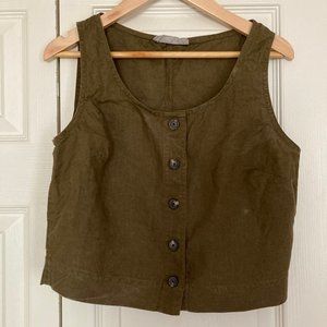 Everlane Linen Button Front Crop Tank 0